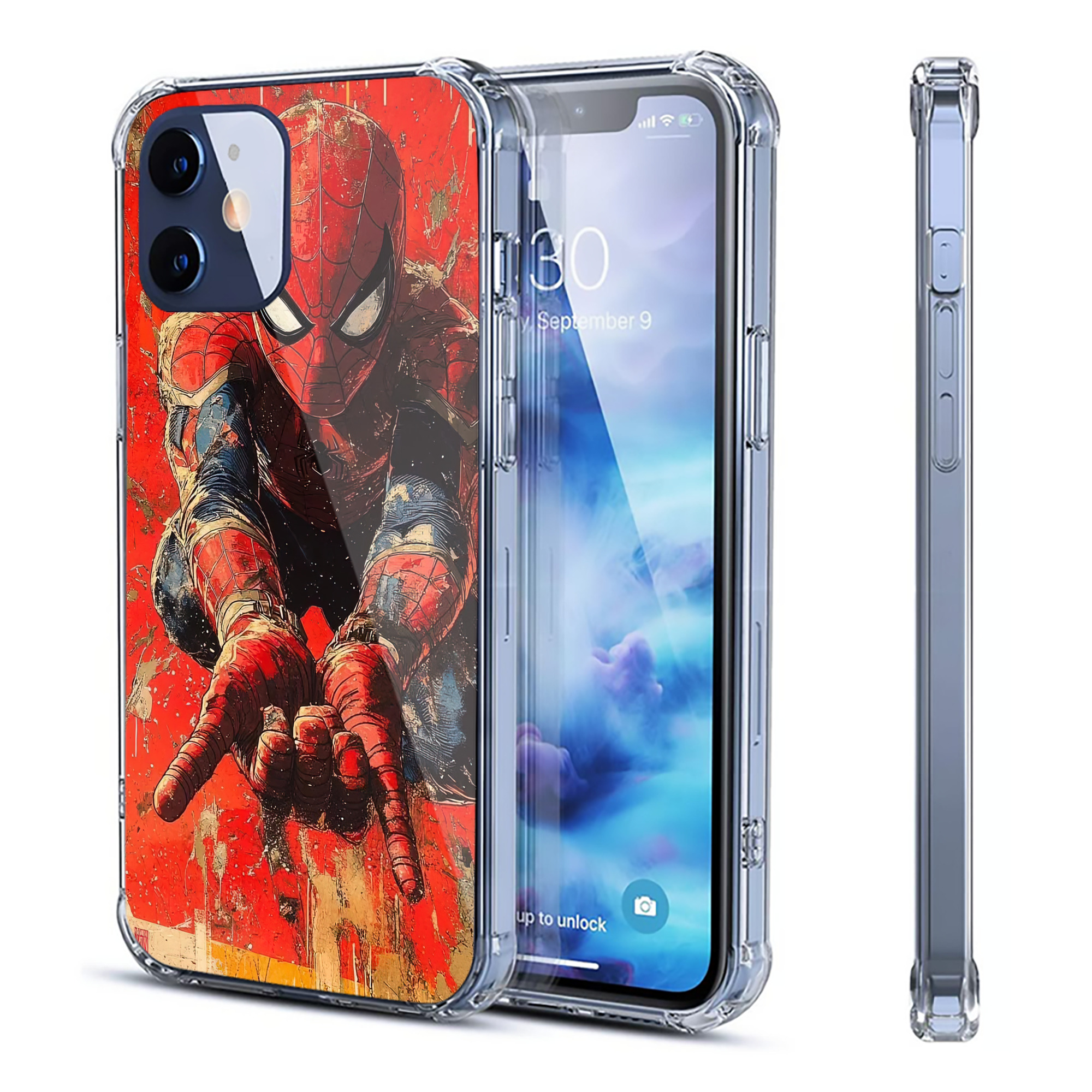 （画像用） Spider Man スパイダーマン 【iPhone 12シリーズ対応】透明スマホケース（クリアソフトケース）